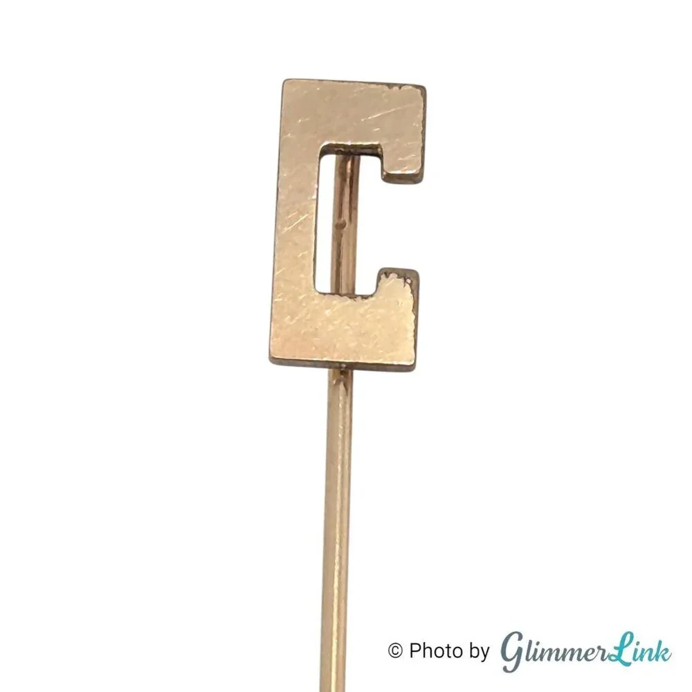 Vintage C R Monogram Stick Pin 12K Gold Filled Minimalist Initial Lapel Pin